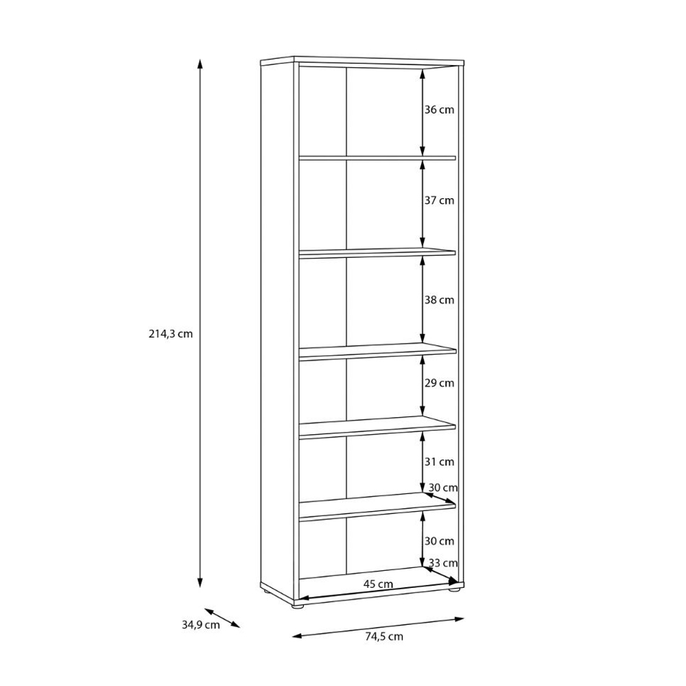 Ansley Wooden Bookcase with 5 Shelves in Sand