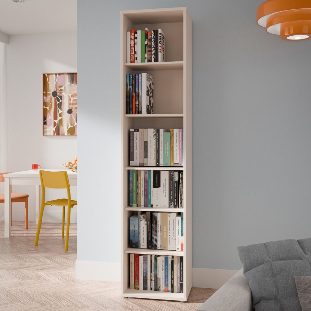 Ansley Wooden Bookcase with 5 Shelves in Soft Neutral