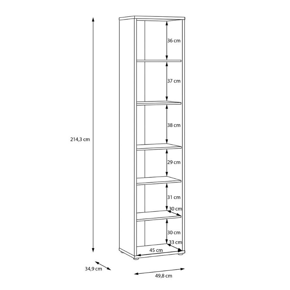 Ansley Wooden Bookcase with 5 Shelves in Soft Neutral