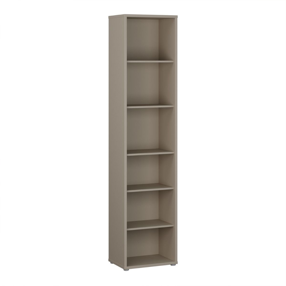 Ansley Wooden Bookcase with 5 Shelves in Taupe