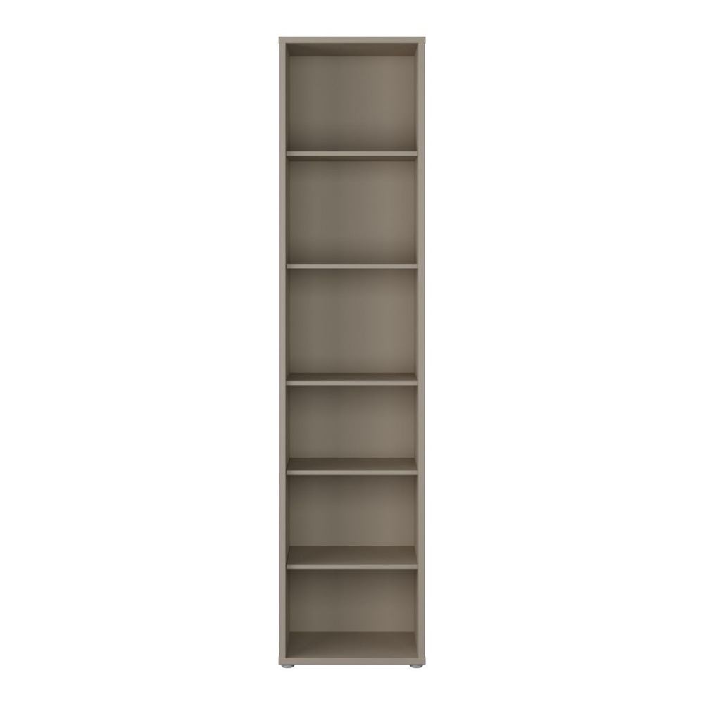 Ansley Wooden Bookcase with 5 Shelves in Taupe