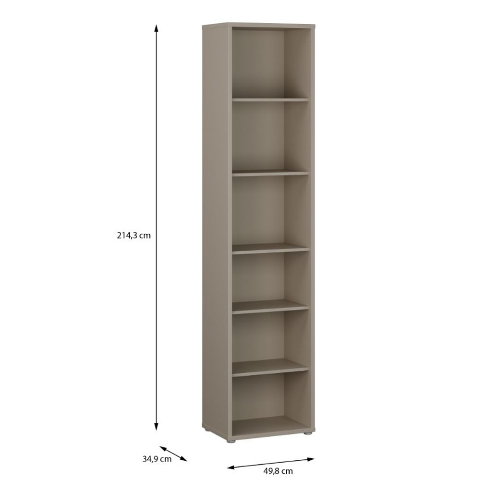 Ansley Wooden Bookcase with 5 Shelves in Taupe