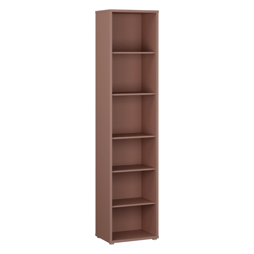 Ansley Wooden Bookcase with 5 Shelves in Terracotta