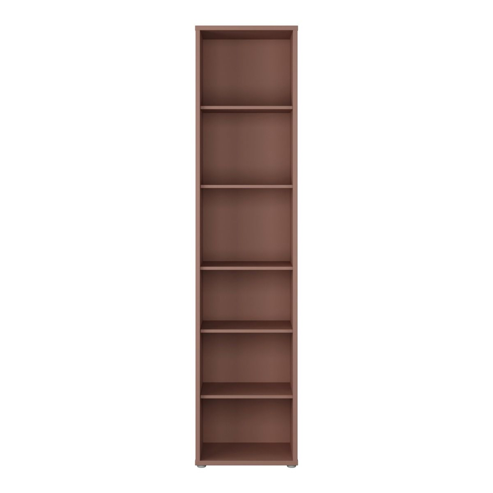 Ansley Wooden Bookcase with 5 Shelves in Terracotta