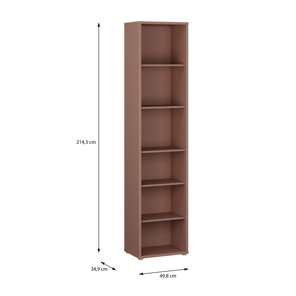 Ansley Wooden Bookcase with 5 Shelves in Terracotta