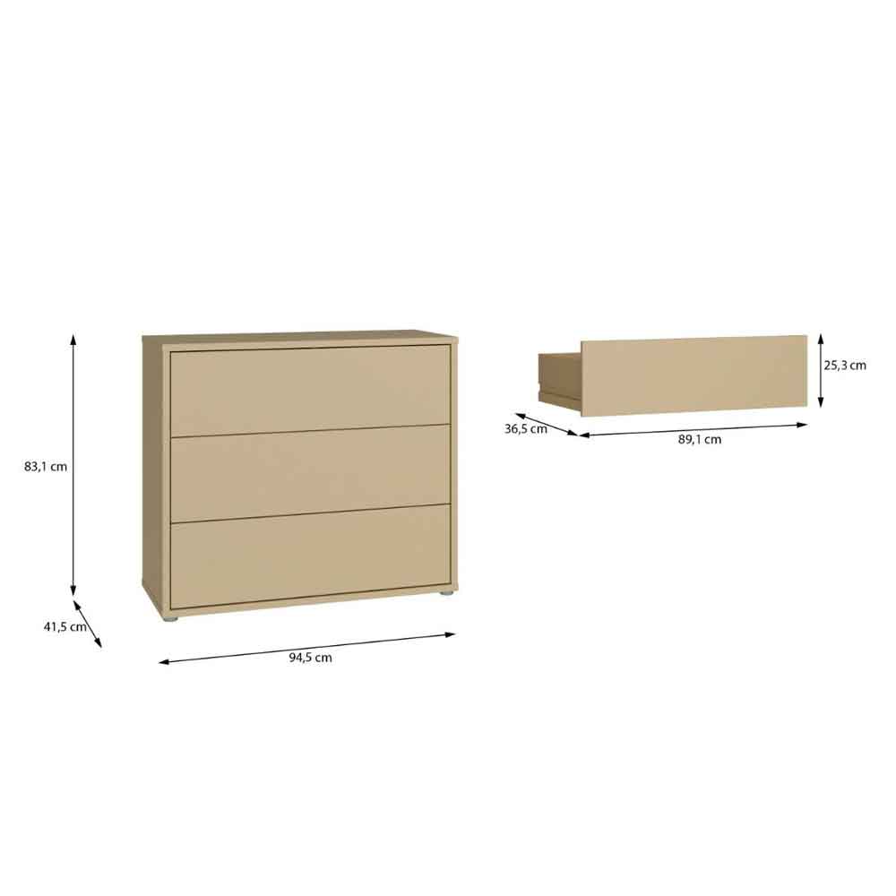 Ansley Wooden Chest of 3 Drawers in Butter Yellow