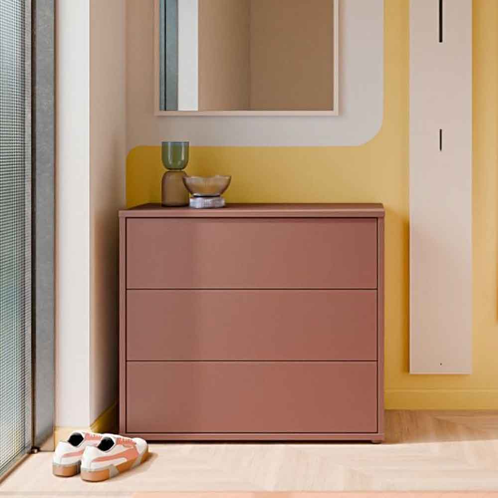 Ansley Wooden Chest of 3 Drawers in Terracotta