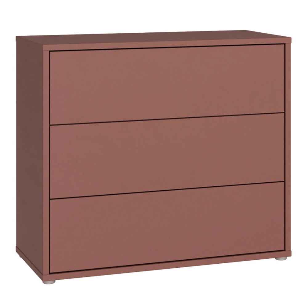 Ansley Wooden Chest of 3 Drawers in Terracotta