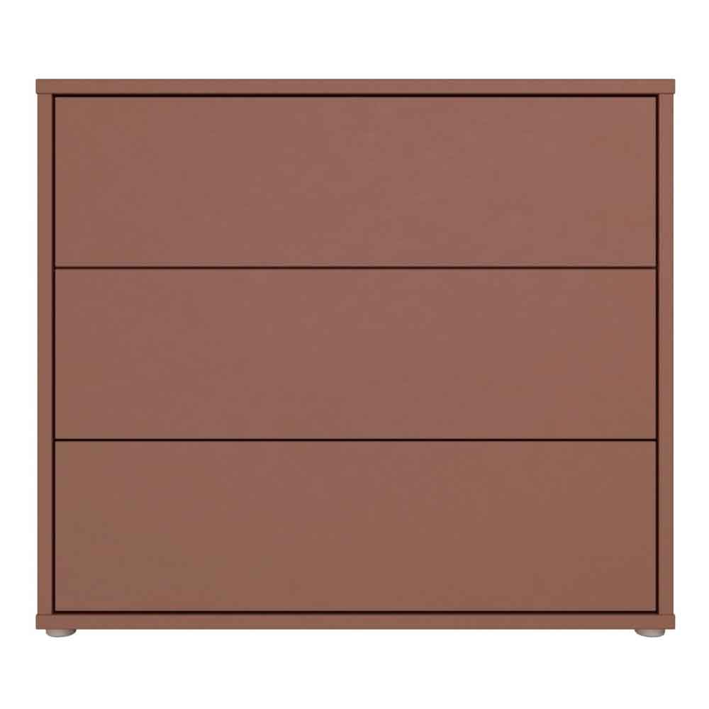 Ansley Wooden Chest of 3 Drawers in Terracotta