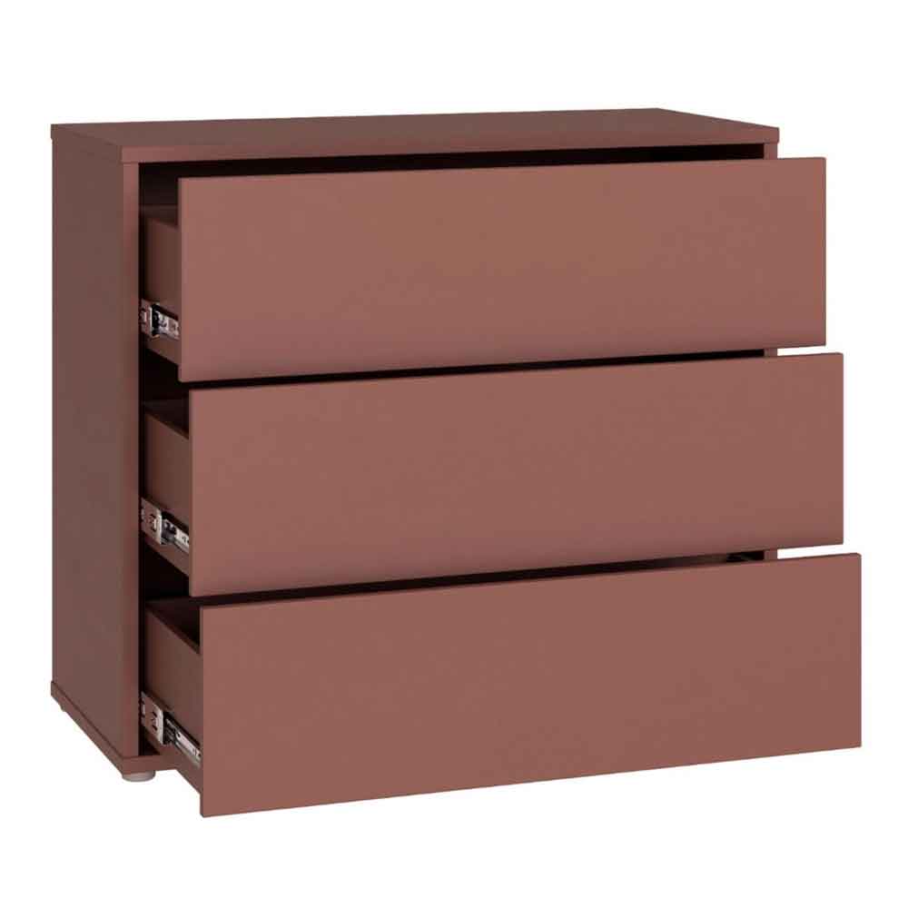 Ansley Wooden Chest of 3 Drawers in Terracotta