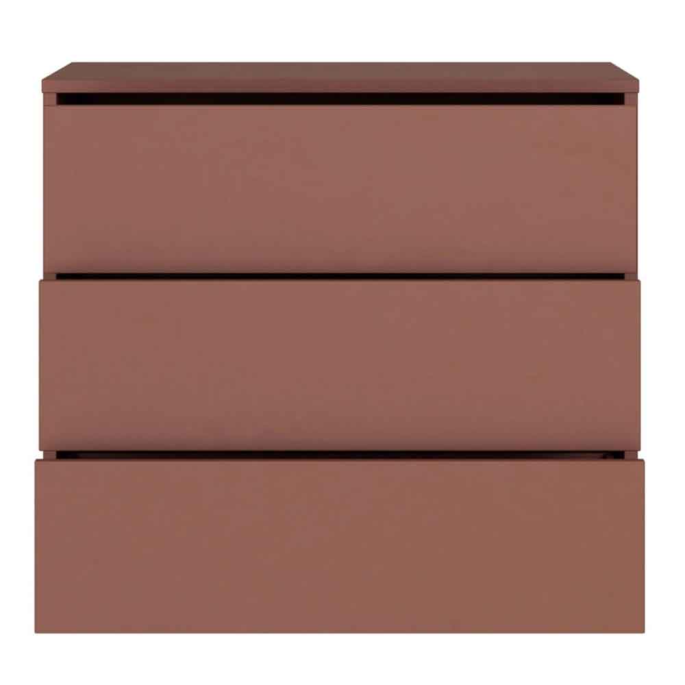 Ansley Wooden Chest of 3 Drawers in Terracotta