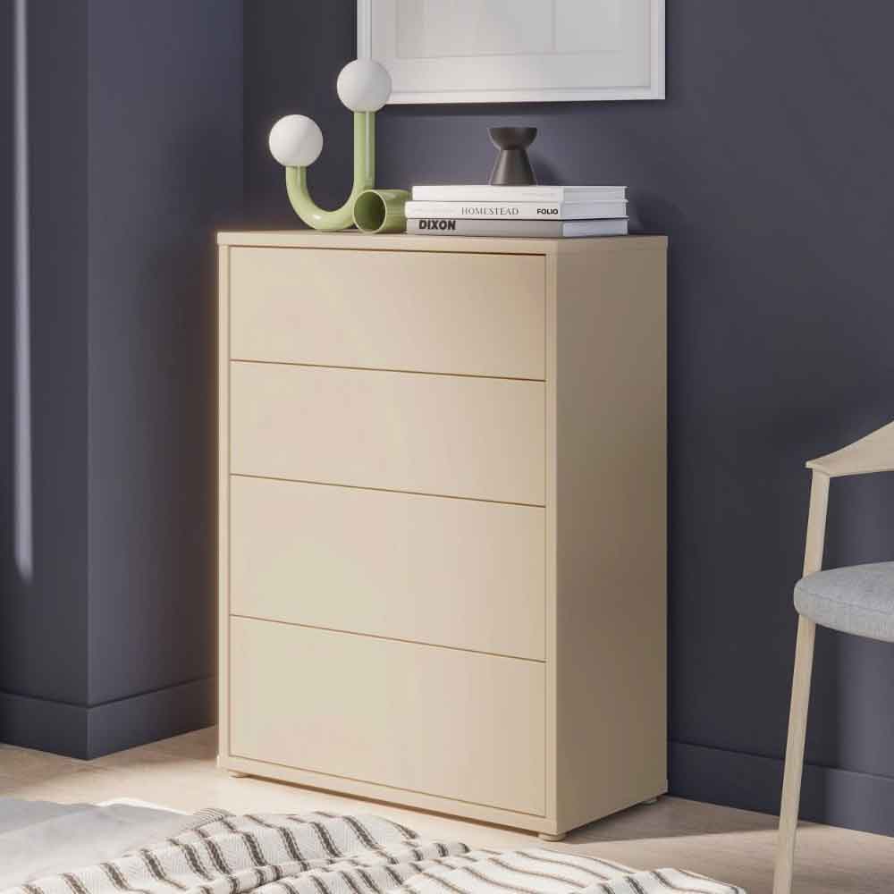 Ansley Wooden Chest of 4 Drawers in Butter Yellow