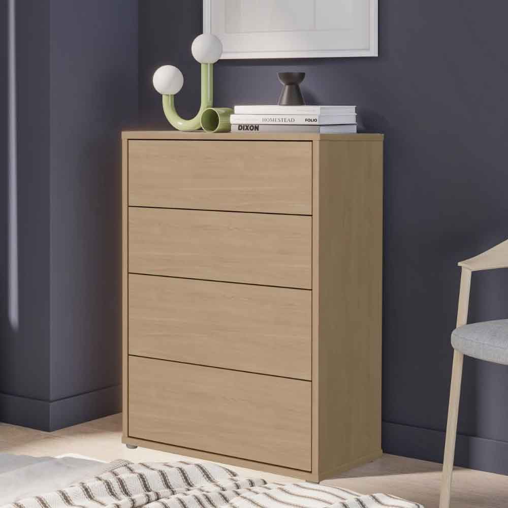 Ansley Wooden Chest of 4 Drawers in Elegancia Oak