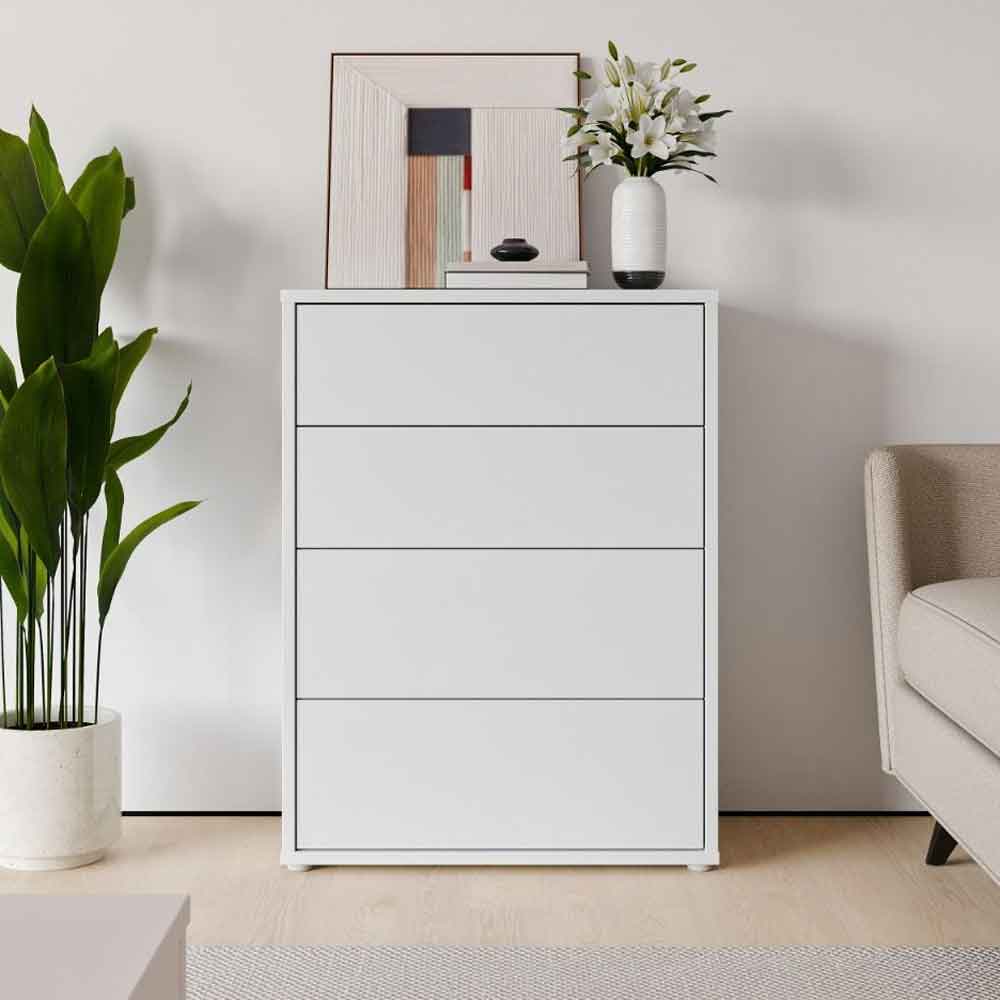 Ansley Wooden Chest of 4 Drawers in Light Grey
