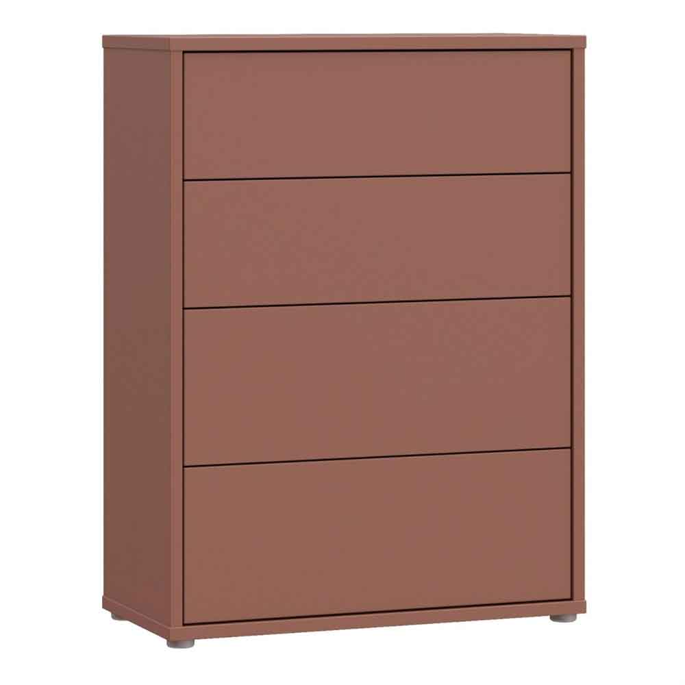 Ansley Wooden Chest of 4 Drawers in Terracotta