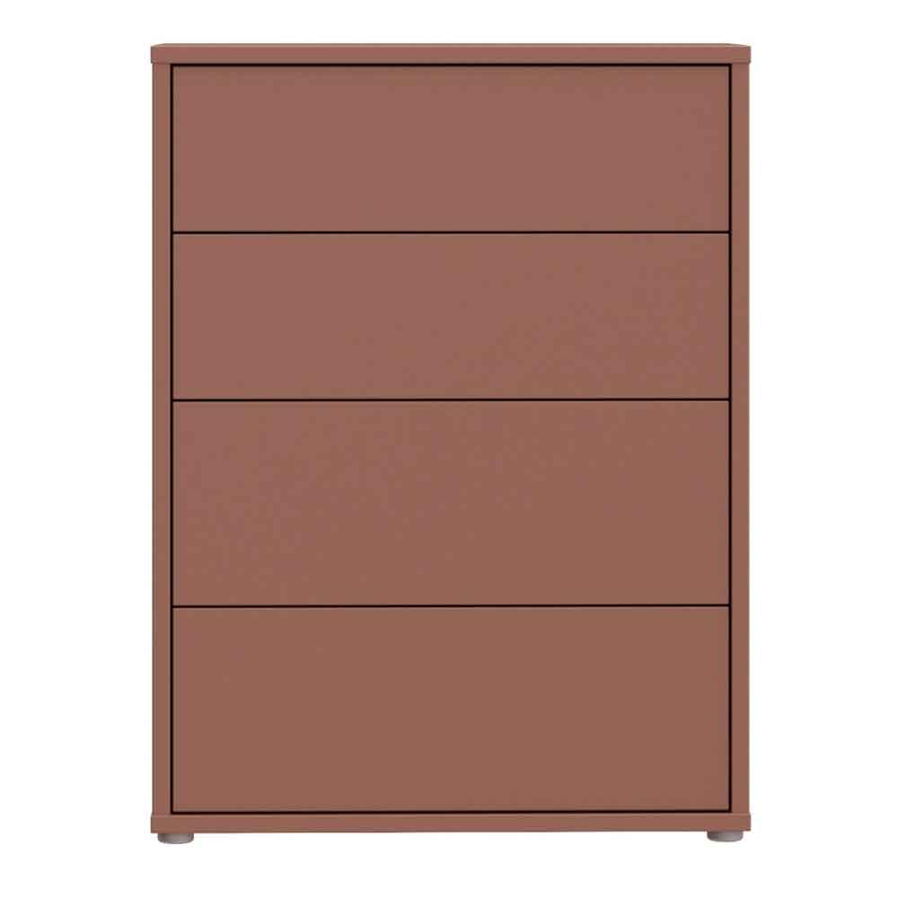 Ansley Wooden Chest of 4 Drawers in Terracotta