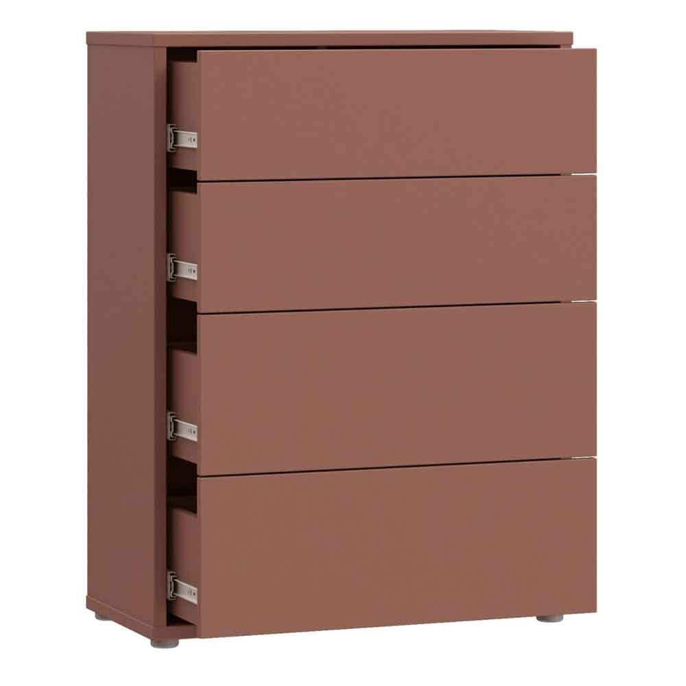Ansley Wooden Chest of 4 Drawers in Terracotta