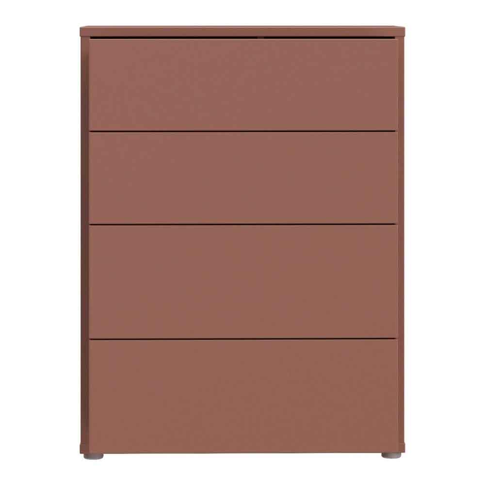 Ansley Wooden Chest of 4 Drawers in Terracotta