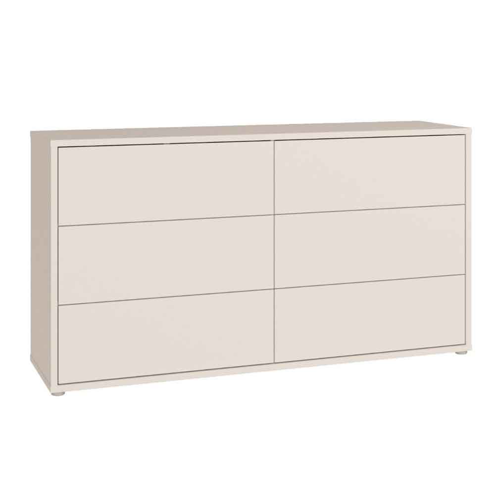 Ansley Wooden Chest of 6 Drawers in Sand