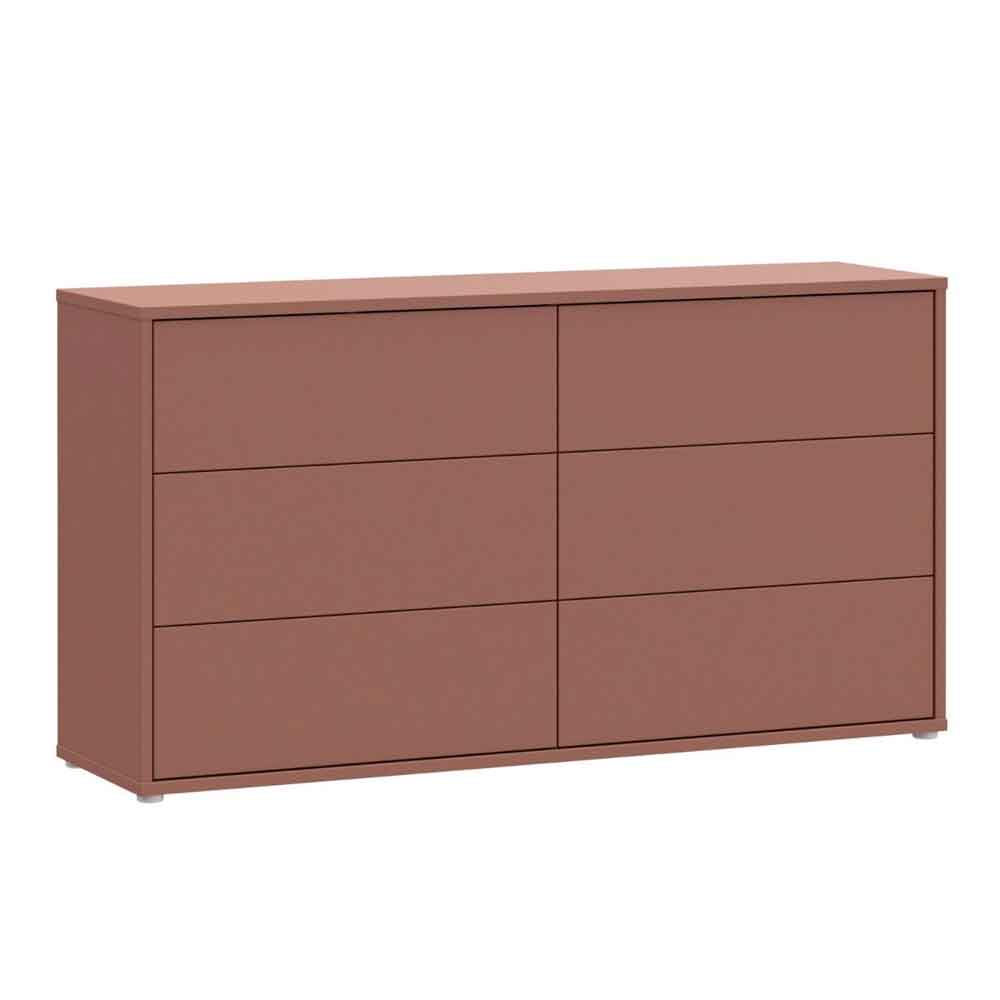 Ansley Wooden Chest of 6 Drawers in Terracotta