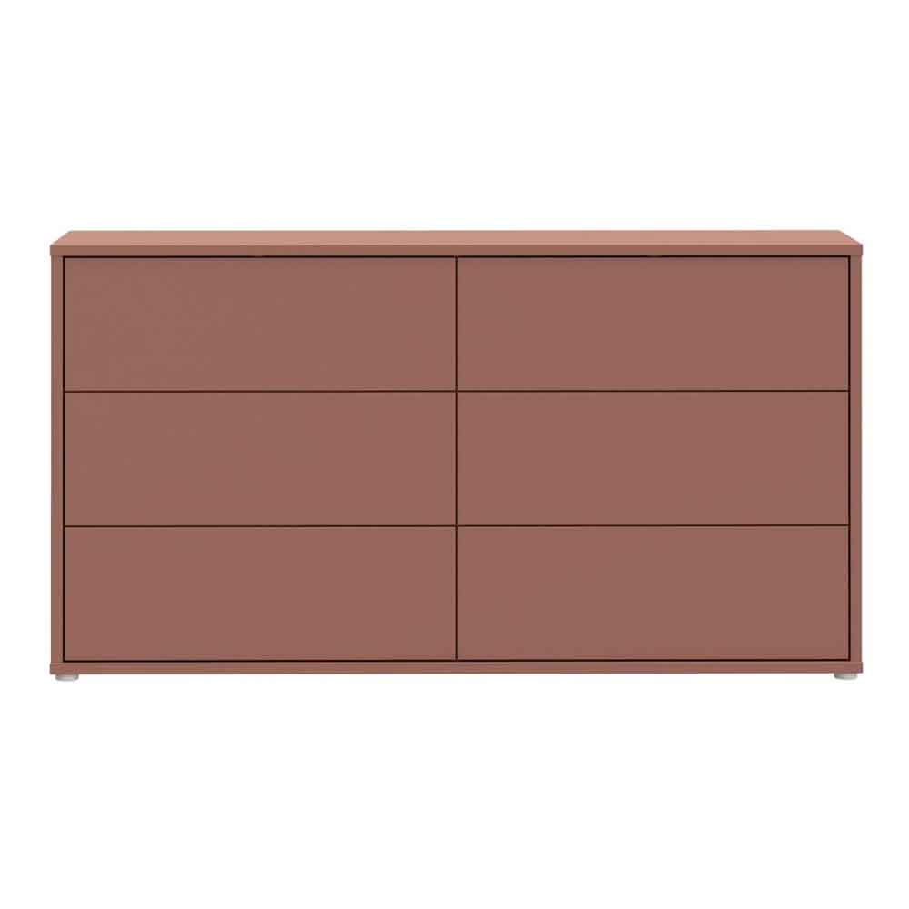 Ansley Wooden Chest of 6 Drawers in Terracotta