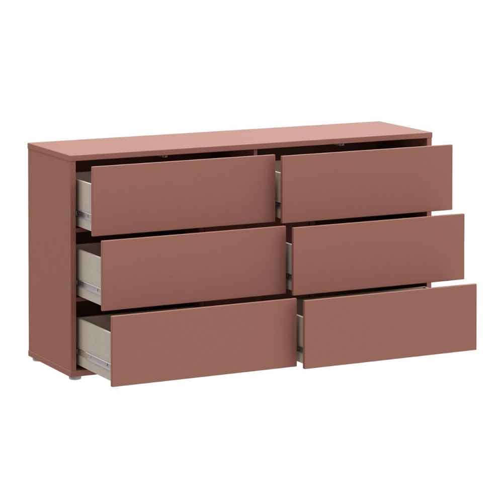 Ansley Wooden Chest of 6 Drawers in Terracotta