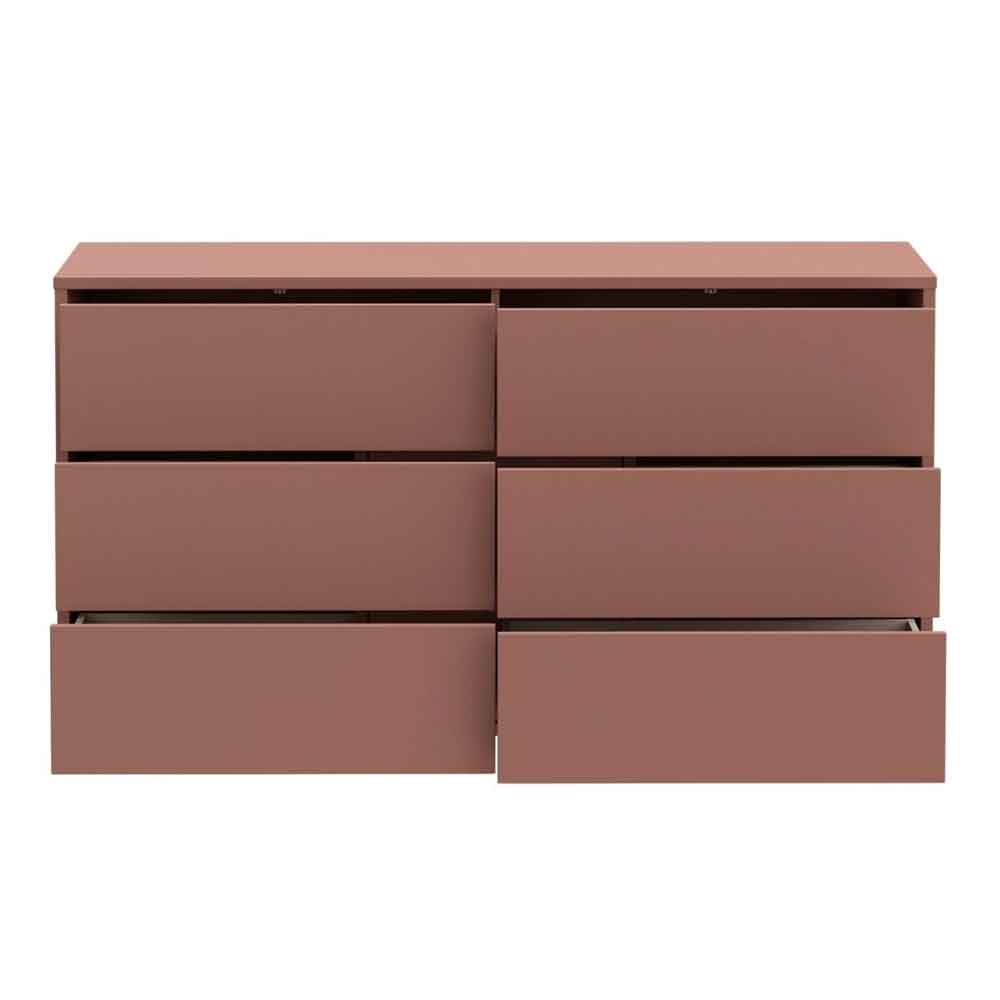 Ansley Wooden Chest of 6 Drawers in Terracotta