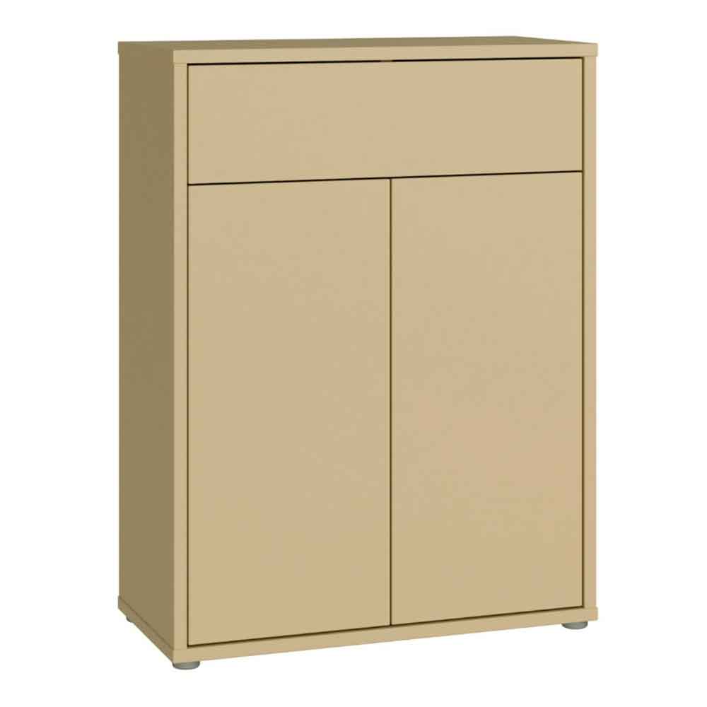 Ansley Wooden Compact Shoe Storage Cabinet with 2 Doors and 1 Drawer in Butter Yellow