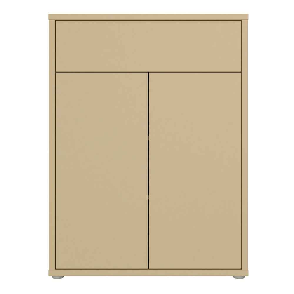 Ansley Wooden Compact Shoe Storage Cabinet with 2 Doors and 1 Drawer in Butter Yellow