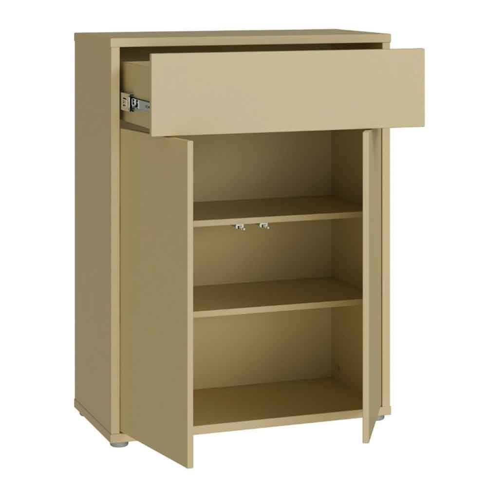 Ansley Wooden Compact Shoe Storage Cabinet with 2 Doors and 1 Drawer in Butter Yellow