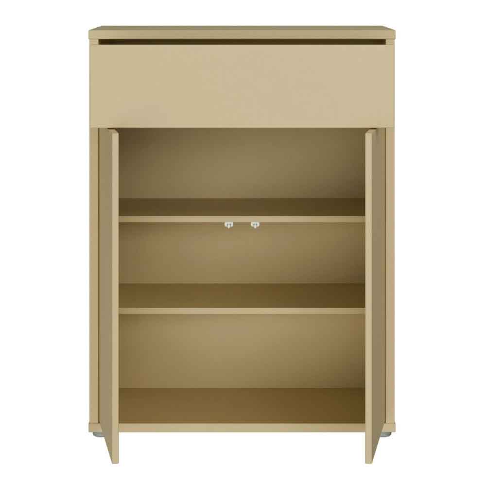 Ansley Wooden Compact Shoe Storage Cabinet with 2 Doors and 1 Drawer in Butter Yellow