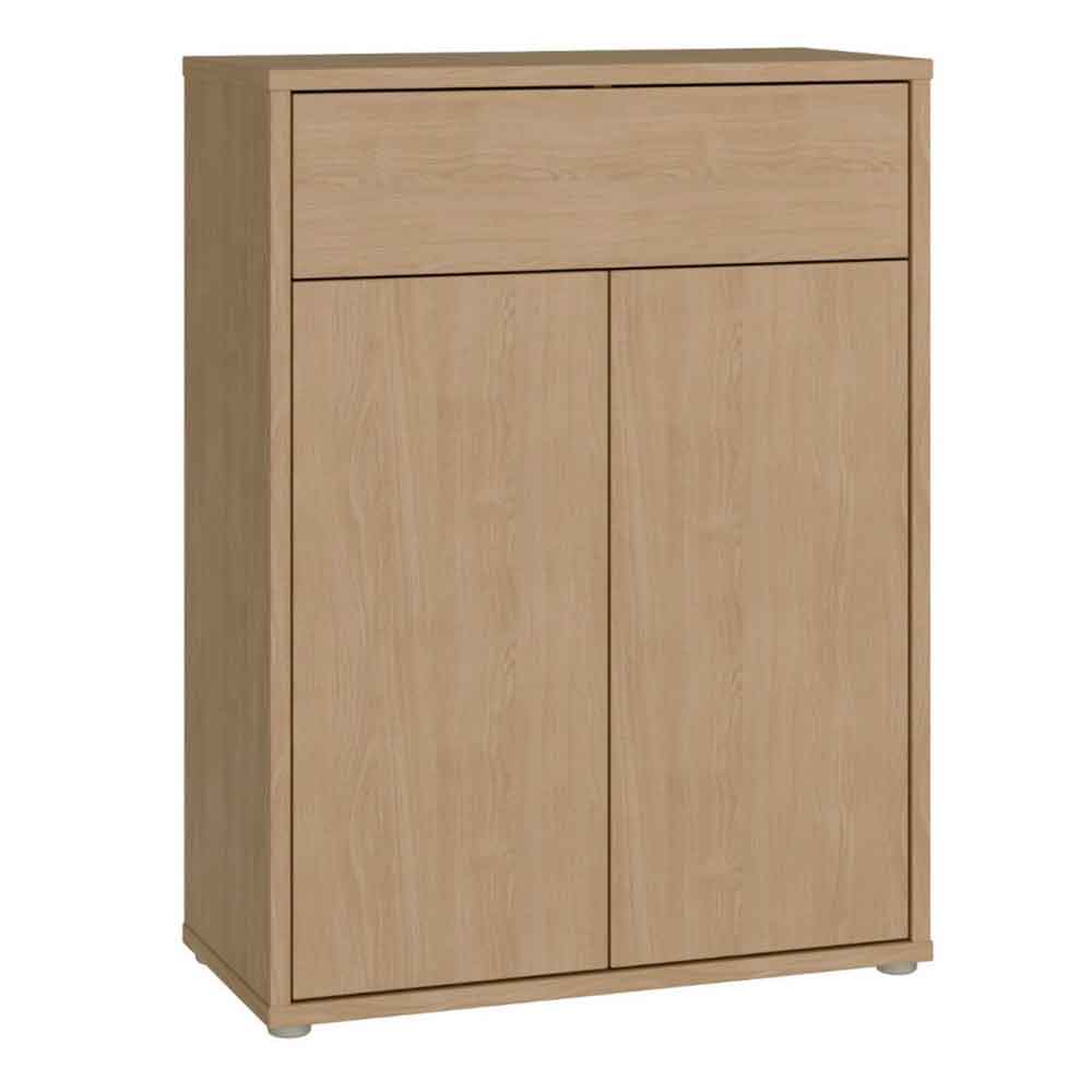 Ansley Wooden Compact Shoe Storage Cabinet with 2 Doors and 1 Drawer in Elegancia Oak