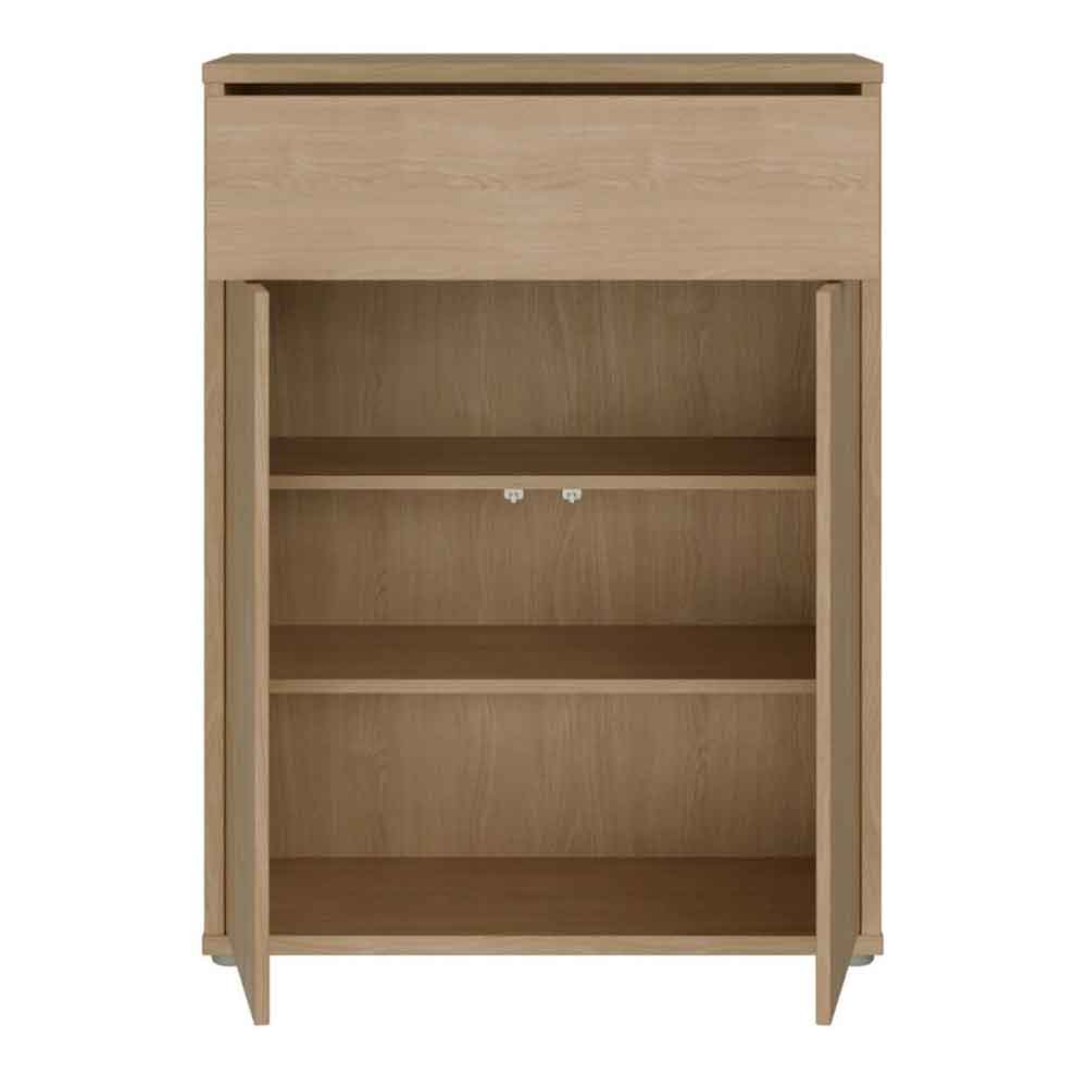 Ansley Wooden Compact Shoe Storage Cabinet with 2 Doors and 1 Drawer in Elegancia Oak