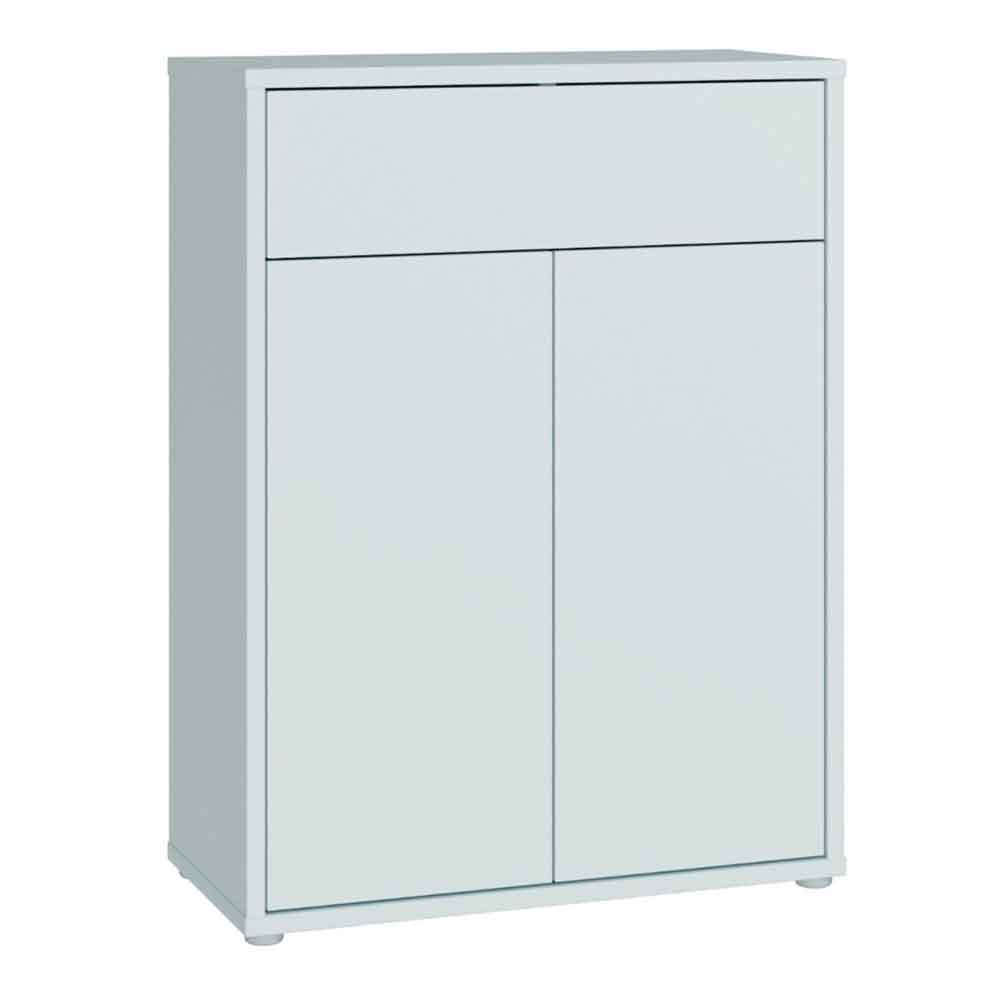 Ansley Wooden Compact Shoe Storage Cabinet with 2 Doors and 1 Drawer in Light Grey