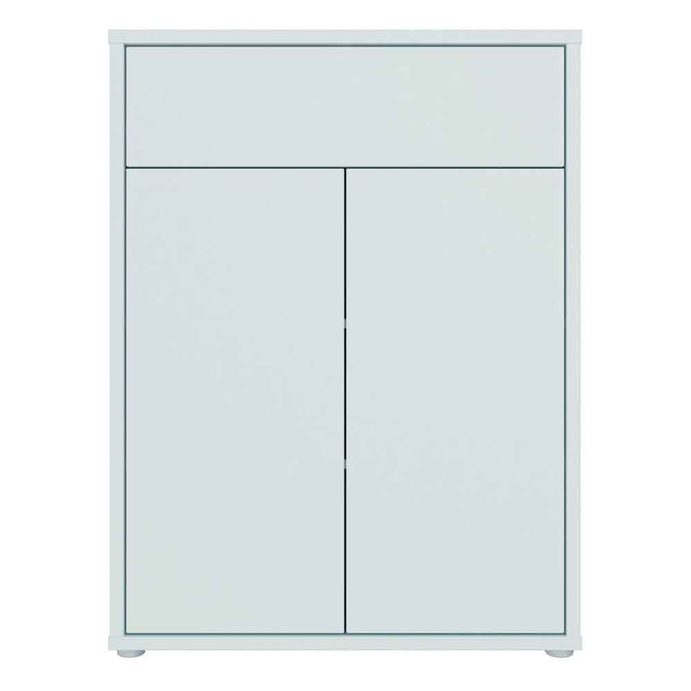 Ansley Wooden Compact Shoe Storage Cabinet with 2 Doors and 1 Drawer in Light Grey