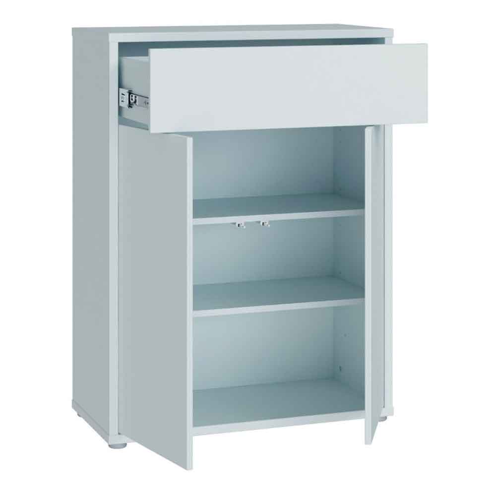 Ansley Wooden Compact Shoe Storage Cabinet with 2 Doors and 1 Drawer in Light Grey