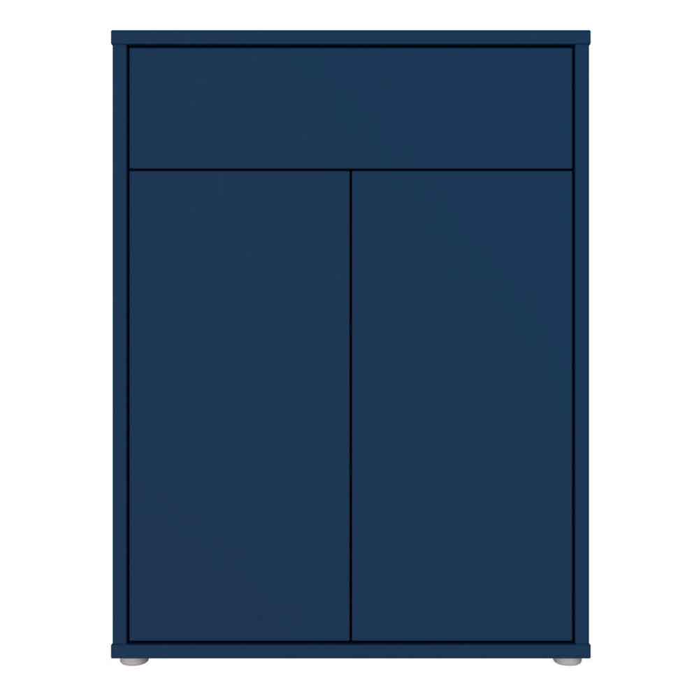 Ansley Wooden Compact Shoe Storage Cabinet with 2 Doors and 1 Drawer in Night Blue