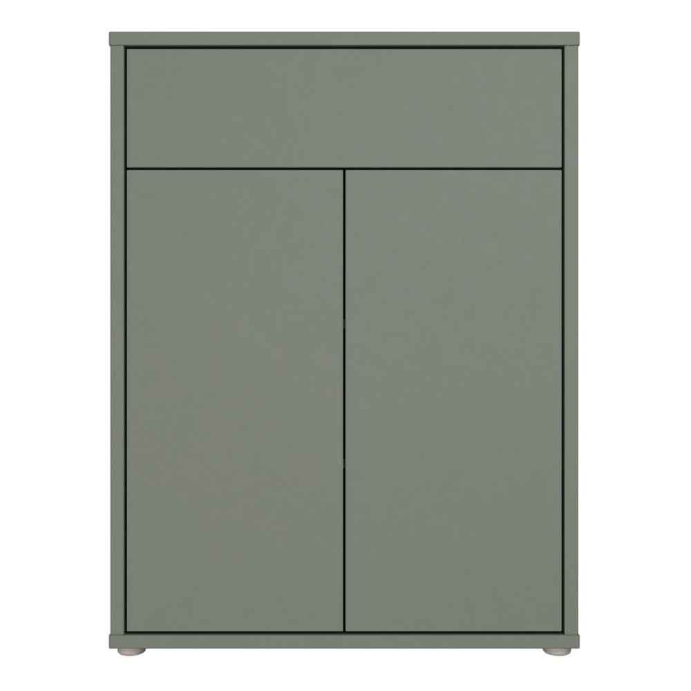 Ansley Wooden Compact Shoe Storage Cabinet with 2 Doors and 1 Drawer in Sage Green