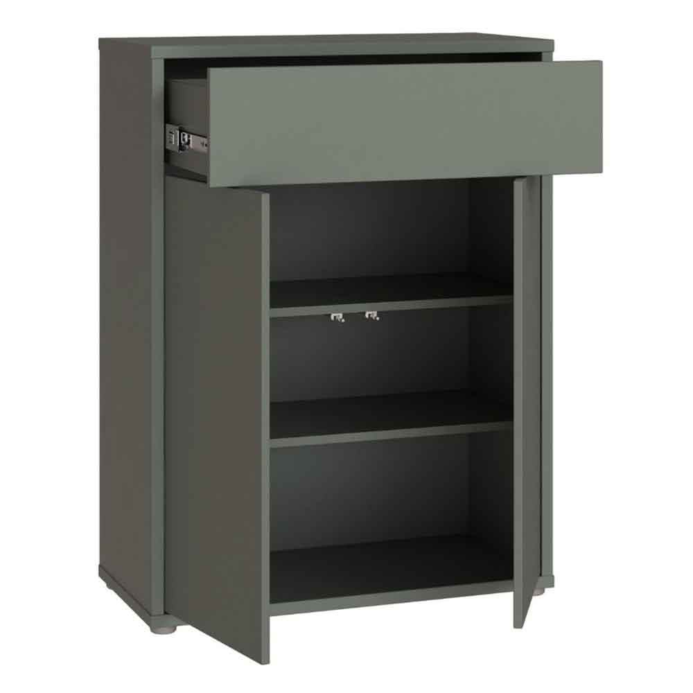 Ansley Wooden Compact Shoe Storage Cabinet with 2 Doors and 1 Drawer in Sage Green