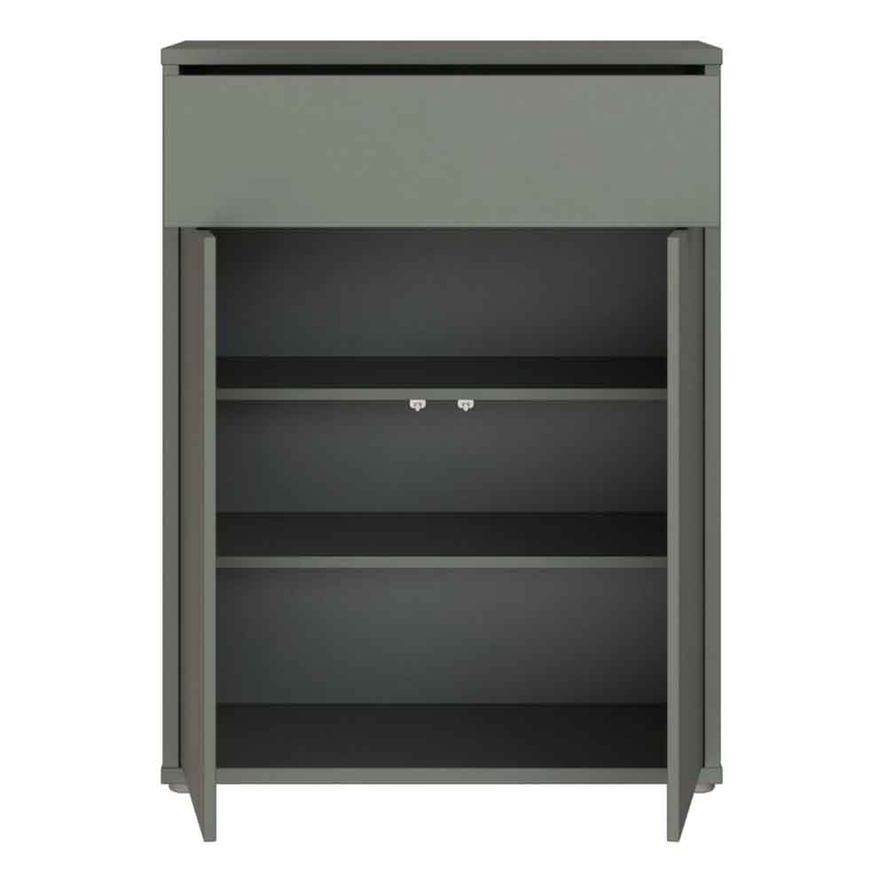 Ansley Wooden Compact Shoe Storage Cabinet with 2 Doors and 1 Drawer in Sage Green