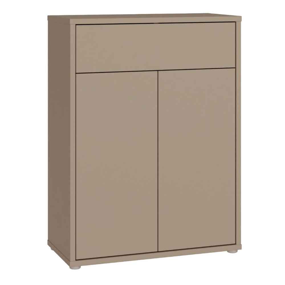 Ansley Wooden Compact Shoe Storage Cabinet with 2 Doors and 1 Drawer in Taupe