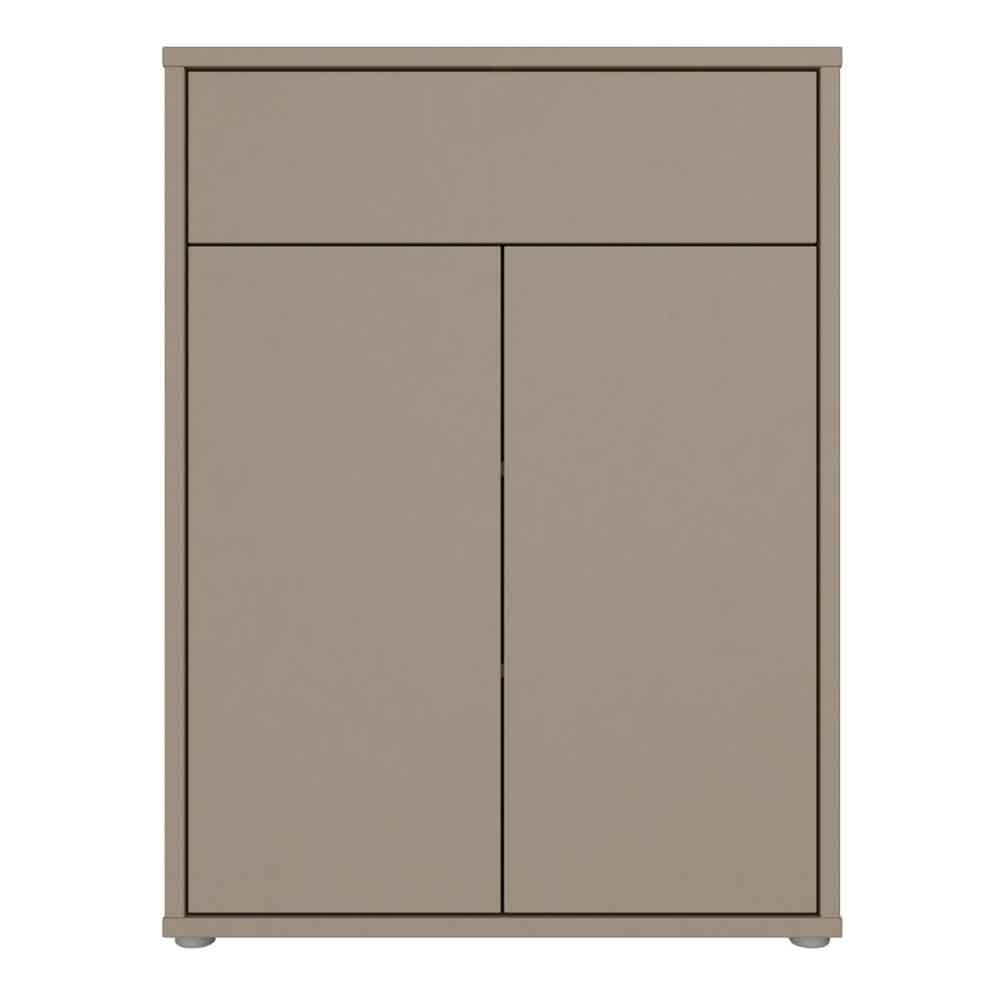 Ansley Wooden Compact Shoe Storage Cabinet with 2 Doors and 1 Drawer in Taupe