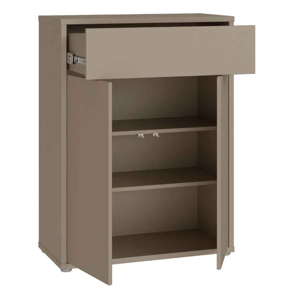 Ansley Wooden Compact Shoe Storage Cabinet with 2 Doors and 1 Drawer in Taupe