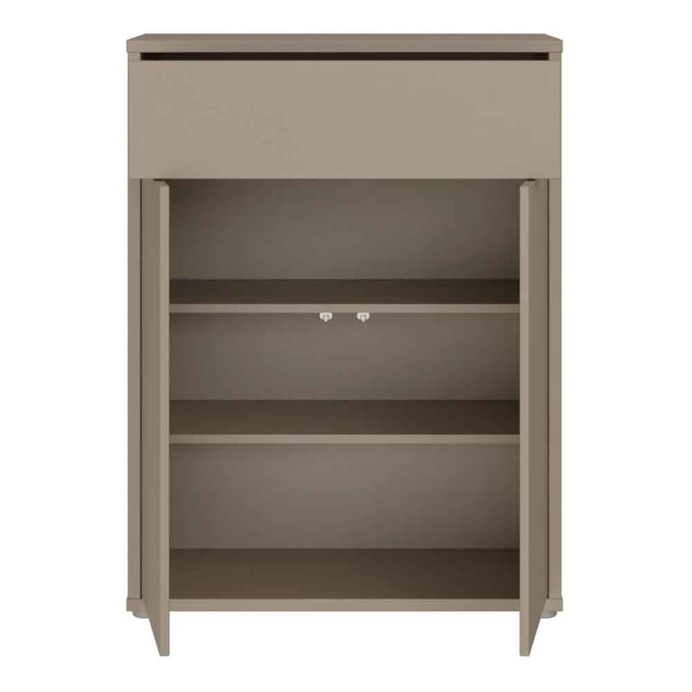 Ansley Wooden Compact Shoe Storage Cabinet with 2 Doors and 1 Drawer in Taupe
