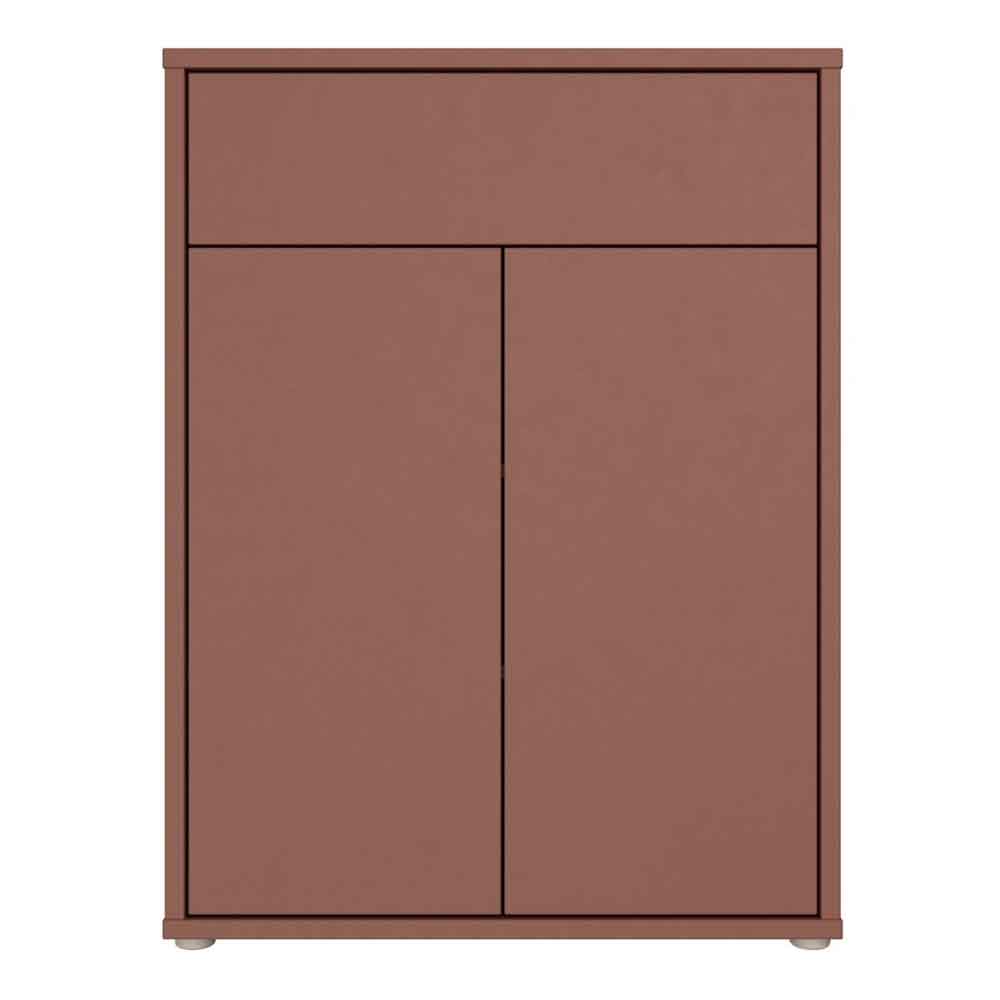 Ansley Wooden Compact Shoe Storage Cabinet with 2 Doors and 1 Drawer in Terracotta