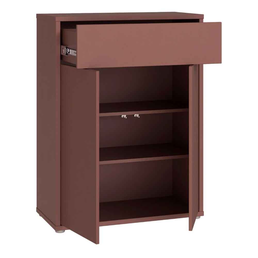 Ansley Wooden Compact Shoe Storage Cabinet with 2 Doors and 1 Drawer in Terracotta