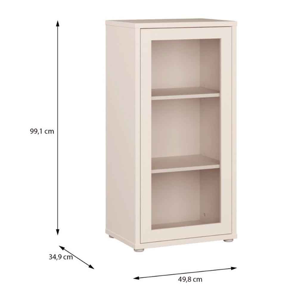 Ansley Wooden Display Cabinet with 1 Glass Door in Sand