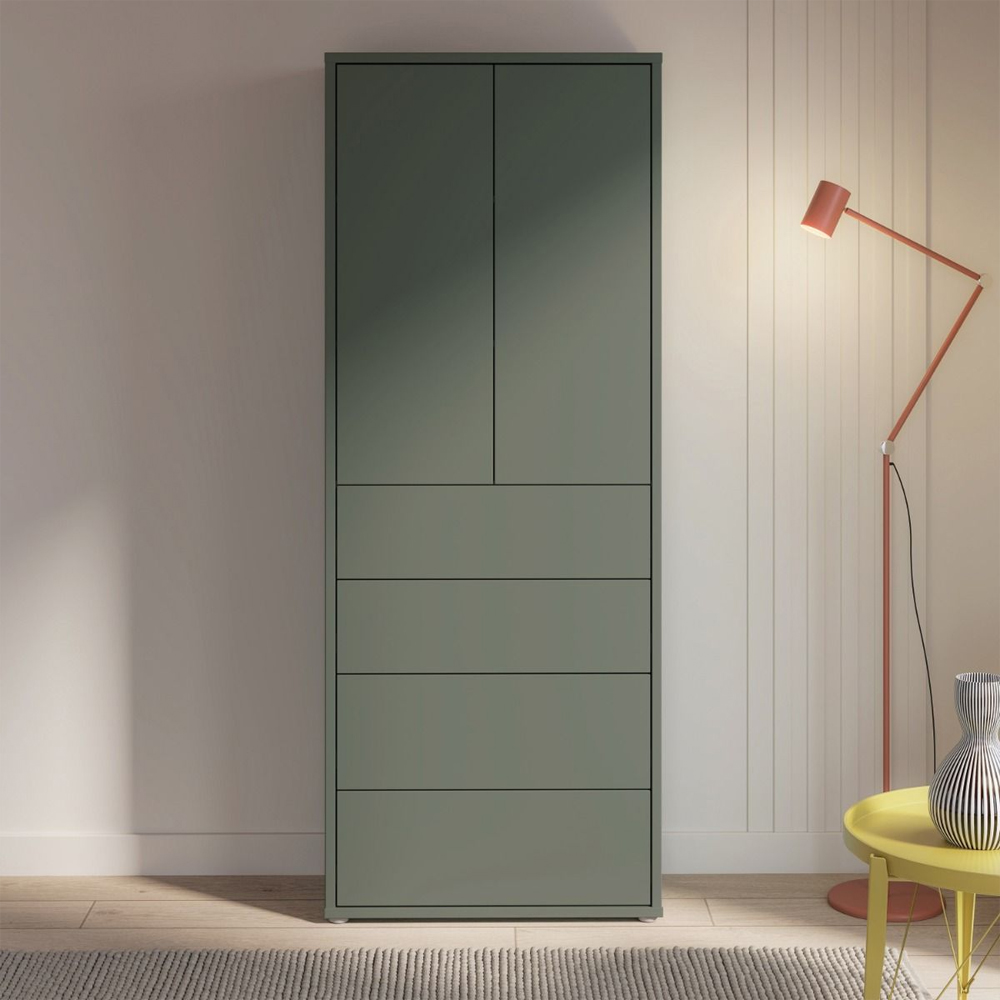Ansley Wooden Display Cabinet with 2 Doors 4 Drawers in Sage Green