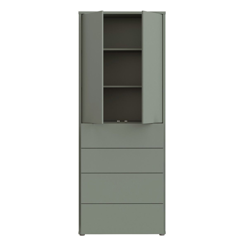 Ansley Wooden Display Cabinet with 2 Doors 4 Drawers in Sage Green