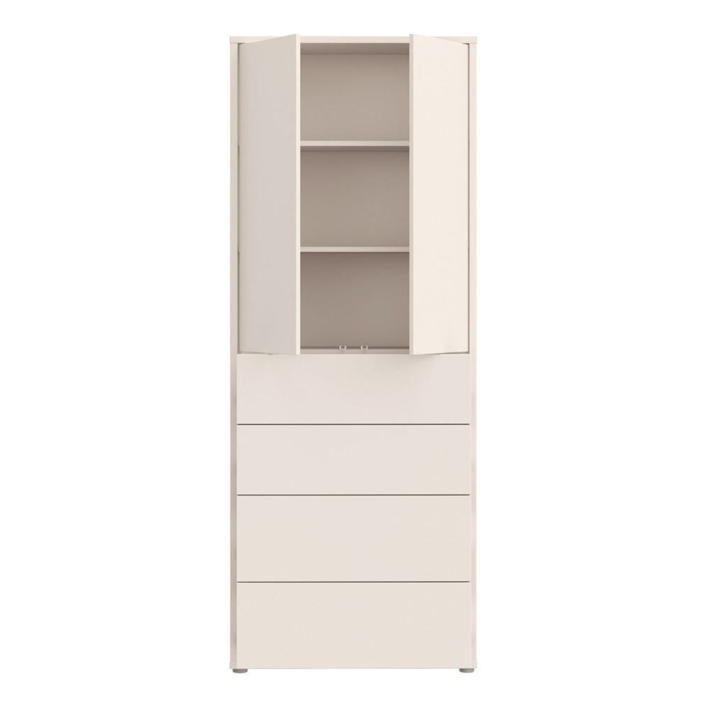 Ansley Wooden Display Cabinet with 2 Doors 4 Drawers in Sand
